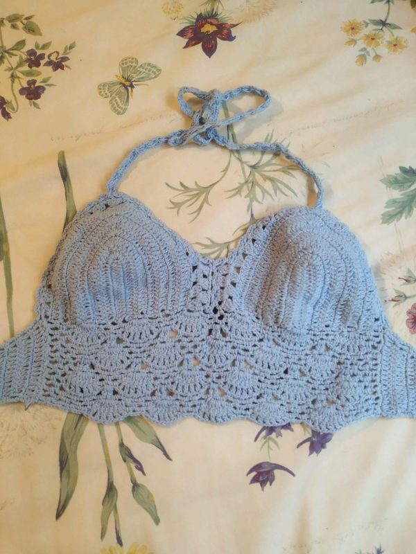 Top Croche Azul Celeste