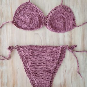 Bikini de croché rosa malva